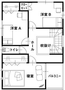 高性能コンパクト住宅 EXY（参考プラン2F）｜長野・上田・松本の新築・注文住宅・ローコスト