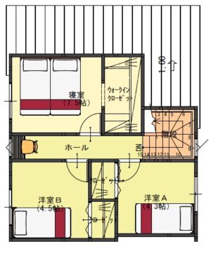 長野市篠ノ井御幣川の【土地・分譲地・全5区画】の建物プラン例の2階平面図