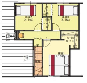 長野市篠ノ井御幣川の【土地・分譲地・全5区画】の建物プラン例の2階平面図