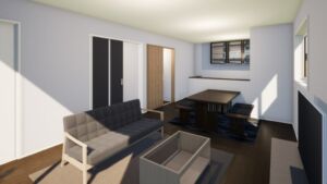 長野市篠ノ井御幣川の【土地・分譲地・全5区画】の建物プラン例の内観パース