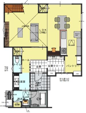 須坂市墨坂南の【土地・分譲地《全11区画》】の5号地建物プラン例の1階平面図