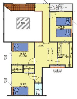 須坂市墨坂南の【土地・分譲地《全11区画》】の5号地建物プラン例の2階平面図